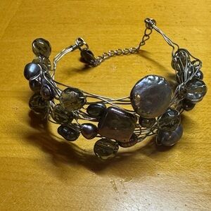 Elegant Silver and Black Wire Bracelet
